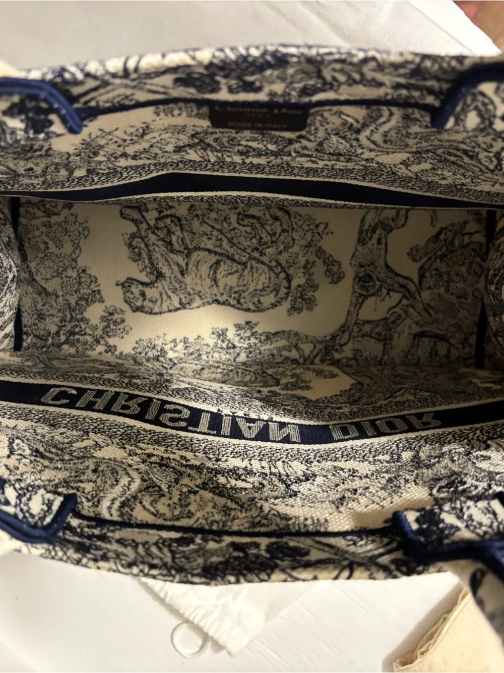 Dior Navy and Cream Toile de Jour Tote